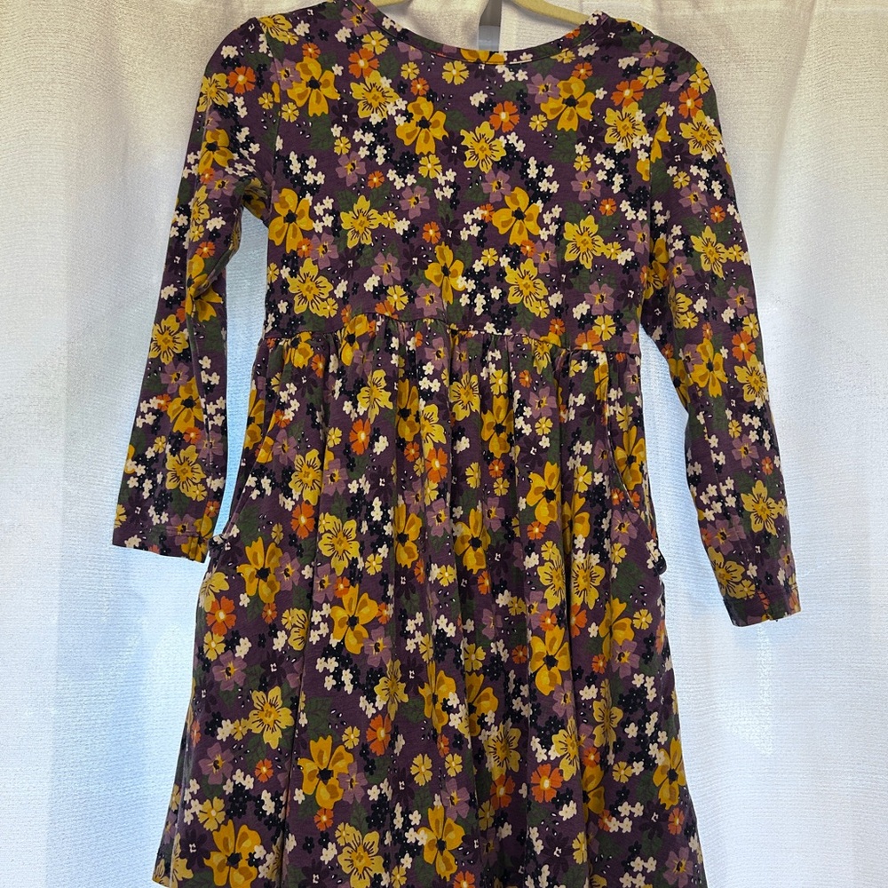 Ruffle Butts Fall Floral Dress in Purple and Yellow